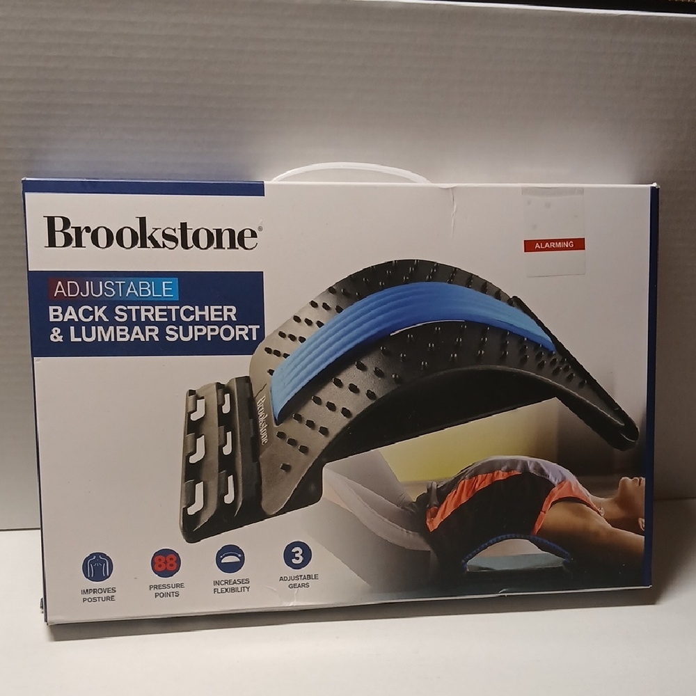 Brookstone Black Blue Back Stretcher NWT NIB